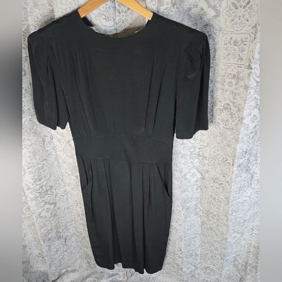 Liz Claiborne vintage button back dress with pockets black Elphaba vibes size 8 - Picture 2 of 11